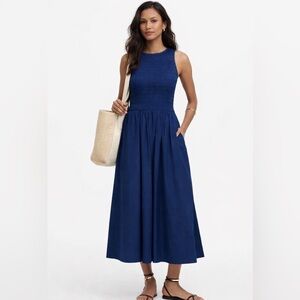 Madewell The Melody Scoopback Smocked
Midi Dress Size Small NWT